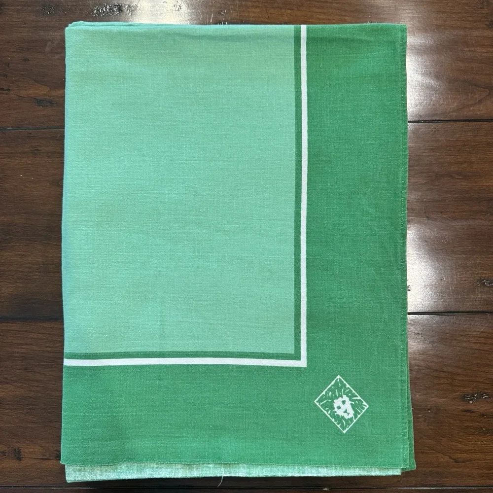Vintage Anne Klein‎ Green Tablecloth 67x91 Cotton Lion Logo Robinson Golluber